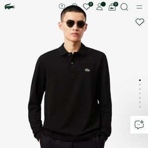 Lacoste Black Long-Sleeve Polo with Crocodile Logo